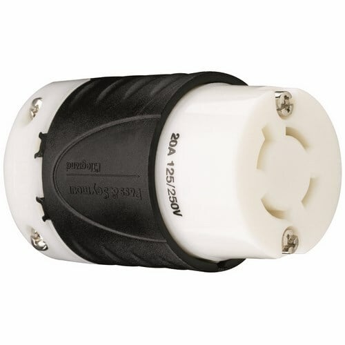 L1420C 20 Amp NEMA Connector L1420 - Black Back, White Front Body