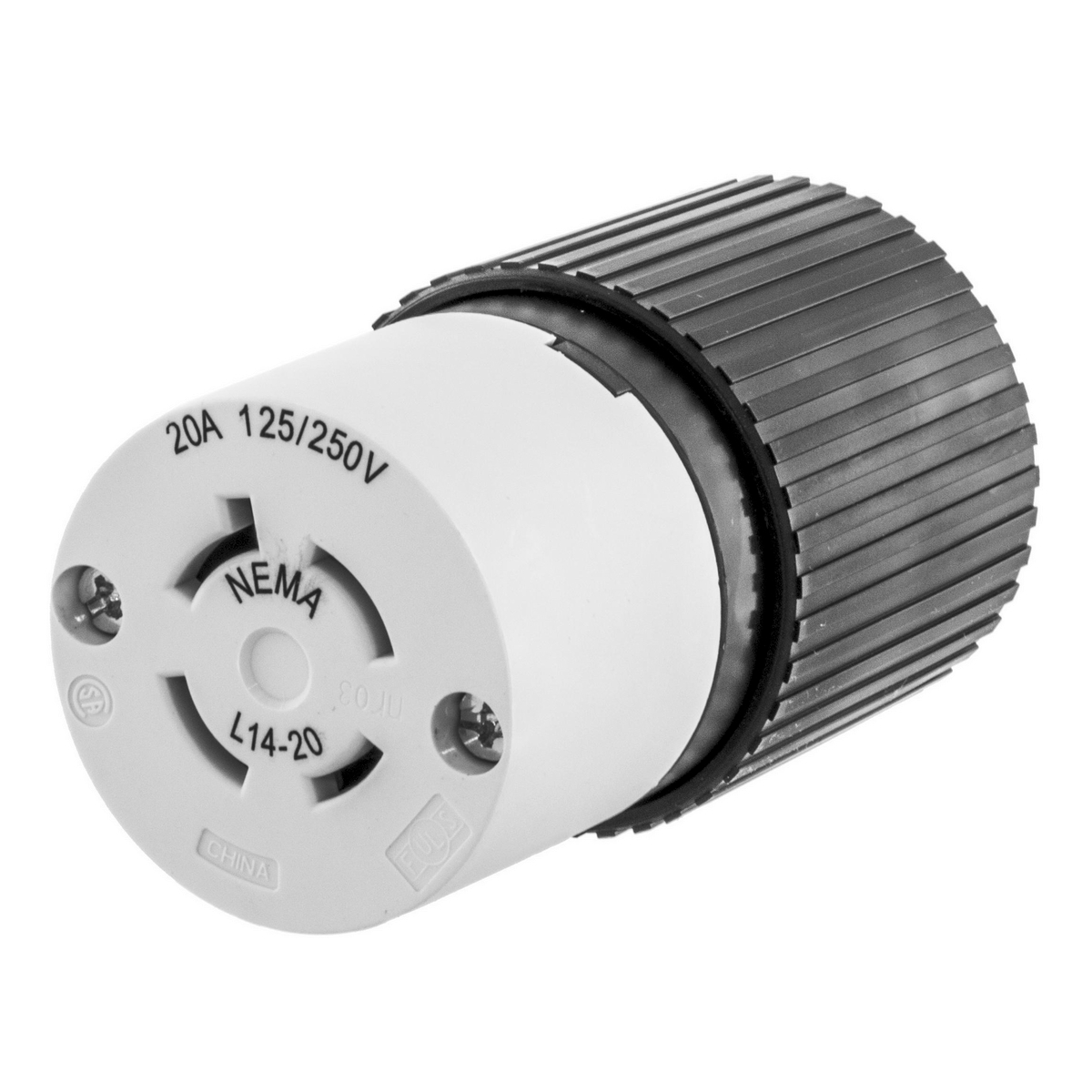 Locking Devices, SELECT SPEC Twist-Lock, Commercial/Industrial, Female Connector Body, 20A 125/250V, 3-Pole 4- Wire Grounding, L14-20R, Screw Terminal, Black