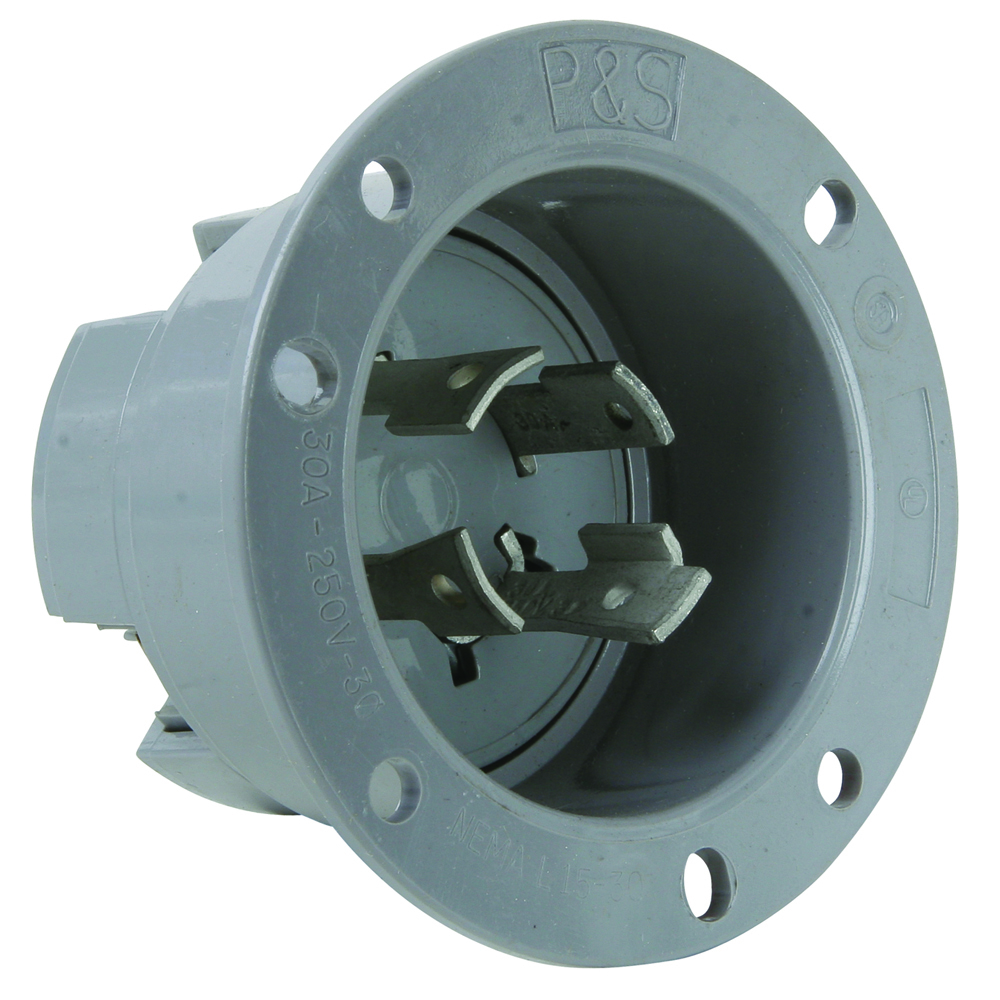 Turnlok Flanged Inlet, 4wire 30amp 250volt, Gray
