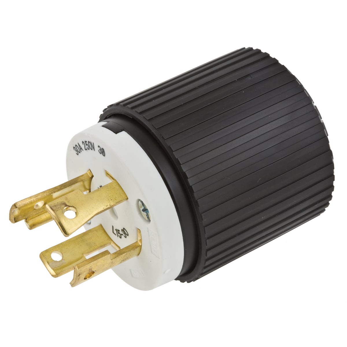 Locking Devices, SELECT SPEC Twist-Lock, Commercial/Industrial, Male Plug, 30A 3-Phase Delta 250V AC, 3-Pole 4- Wire Grounding, L15-30P, Screw Terminal, Black