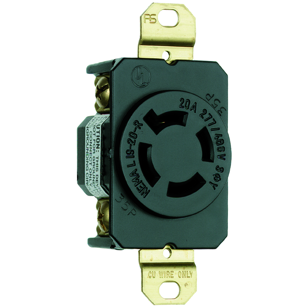 Receptacle Single 4wire 20amp 277/480volt Turnlok