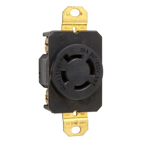 Receptacle Single 4wire 20amp 347/600volt Turnlok