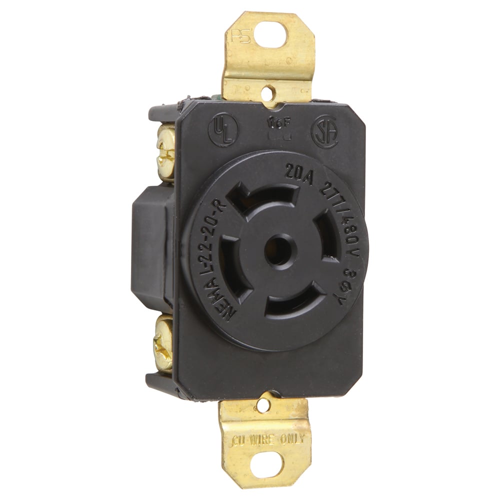 Receptacle Single 5wire 20amp 277/480volt Turnlok