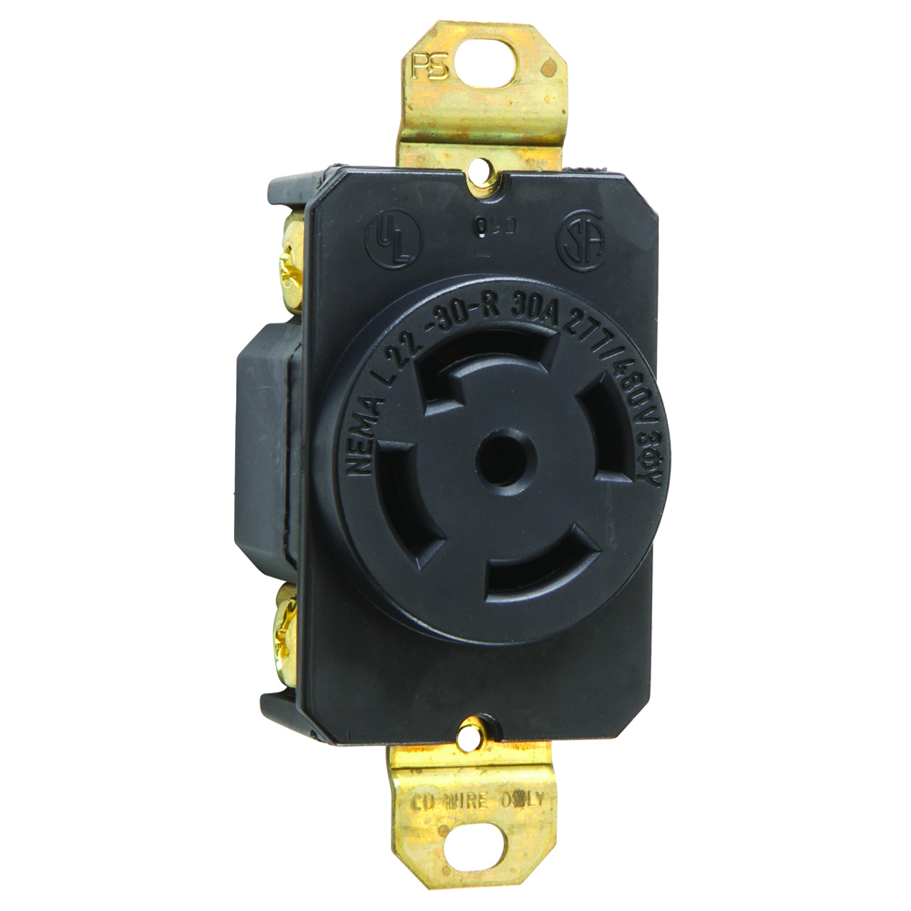 Receptacle Single 5wire 30amp 277/480volt Turnlok