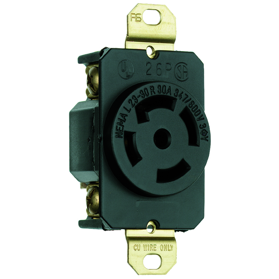 Receptacle Single 5wire 30amp 347/600volt Turnlok