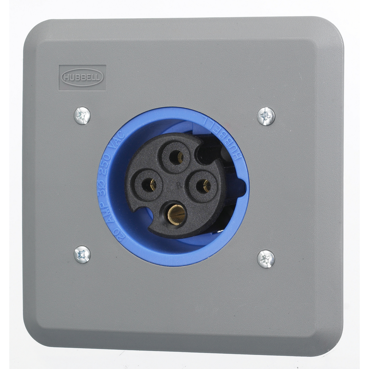 Heavy Duty Products, IEC Pin and Sleeve Devices, Industrial Grade, Female, Receptacle, 20A 3-Phase Delta 250V AC, 3-Pole 4-Wire Grounding, Terminal Screws, Blue