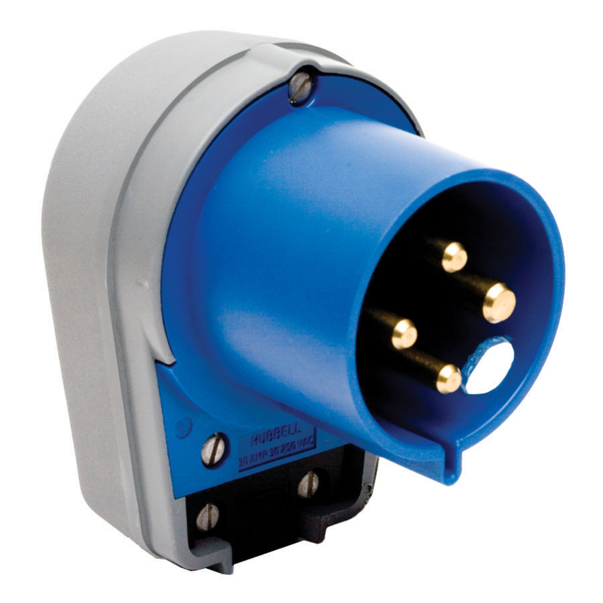 Heavy Duty Products, IEC Pin and Sleeve Devices, Industrial Grade, Male, Plug, 30A 3-Phase Delta 250V AC, 3-Pole 4-Wire Grounding, Terminal Screws, Blue