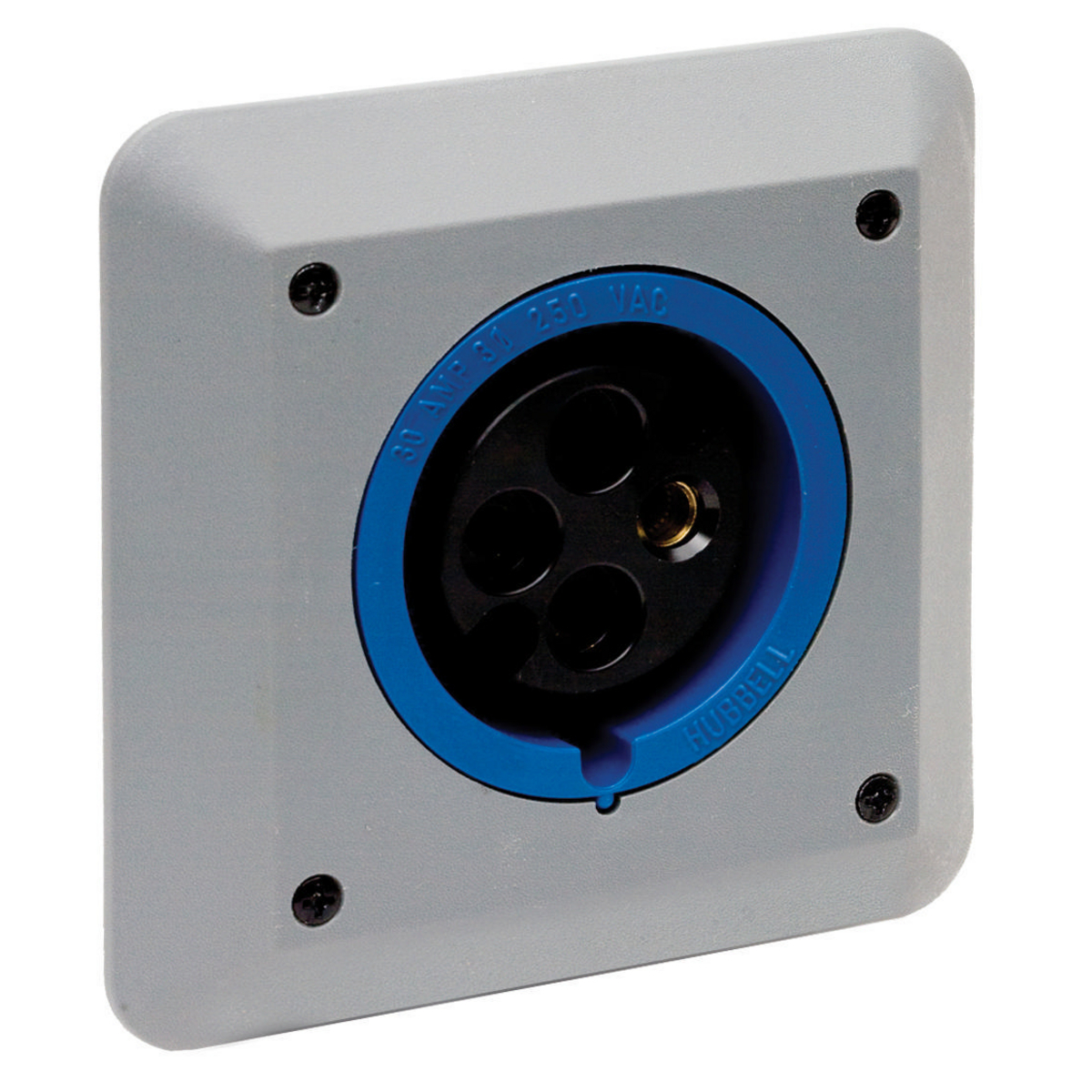 Heavy Duty Products, IEC Pin and Sleeve Devices, Industrial Grade, Female, Receptacle, 30A 3-Phase Delta 250V AC, 3-Pole 4-Wire Grounding, Terminal Screws, Blue