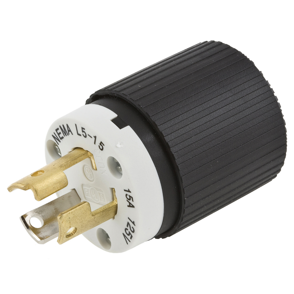 Locking Devices, SELECT SPEC Twist-Lock, Commercial/Industrial, Male Plug, 15A 125V, 2-Pole 3-Wire Grounding, L5- 15P, Screw Terminal, Black