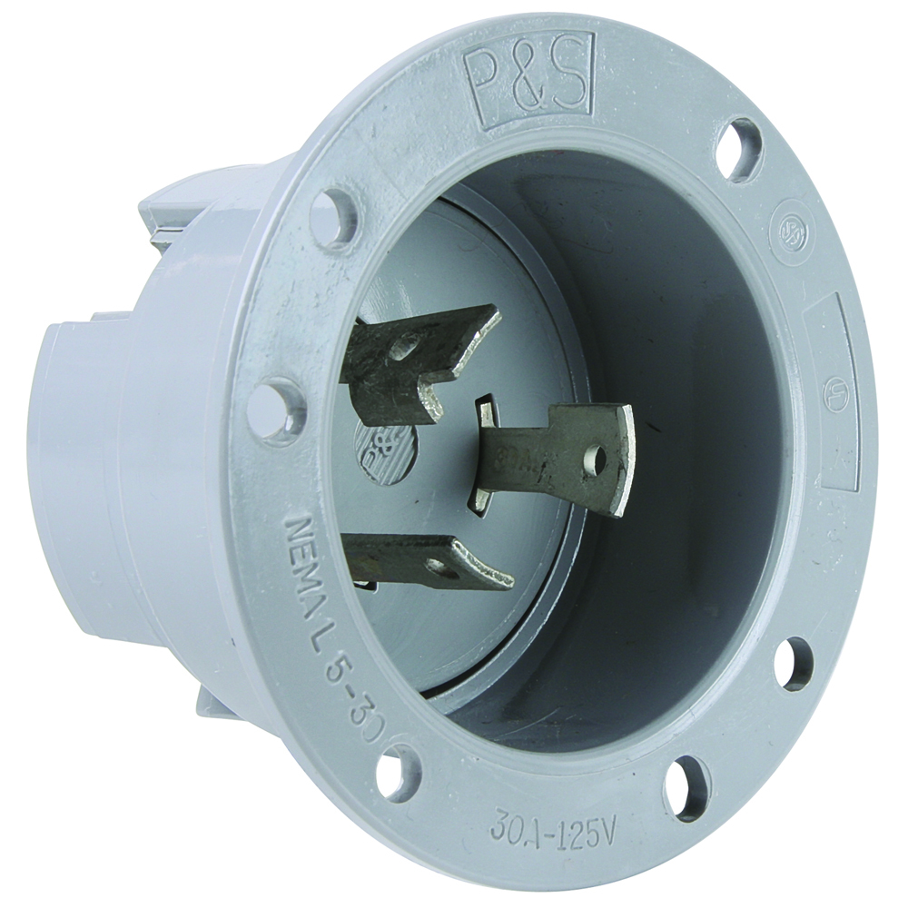 Turnlok Flanged Inlet, 3wire 30amp 125volt, Gray