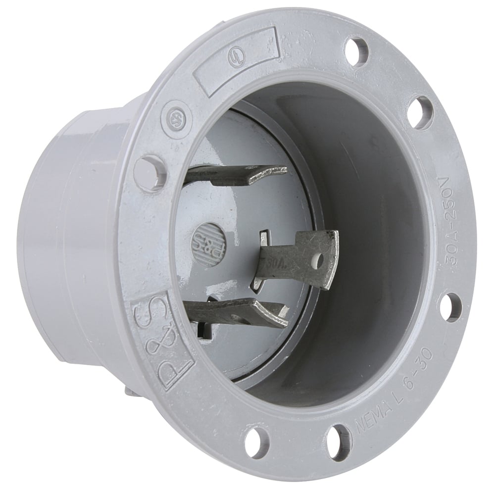 Turnlok Flanged Inlet, 3wire 30amp 250volt, Gray