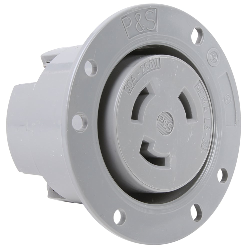 Turnlok Flanged Outlet 3wire 30amp 250volt, Gray