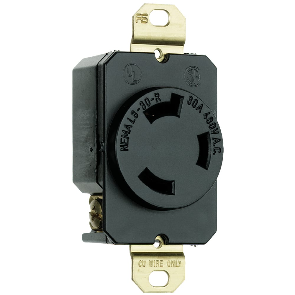 Turnlok Single Receptacle, 3wire 30amp 480volt
