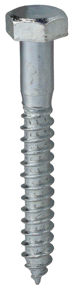 Hex Head Lag Screw, Steel material, 3/8 x 1 in. Size, Zinc Plated Finish, 9/16 in. head size