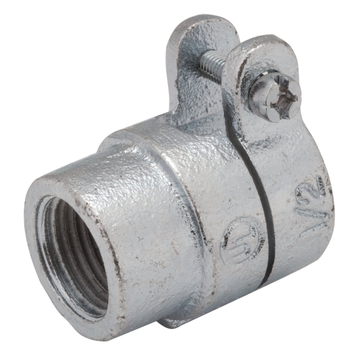 Flex to Rigid/IMC Couplings, Threaded/Squeeze Malleable Iron, 1/2In.Trade Size