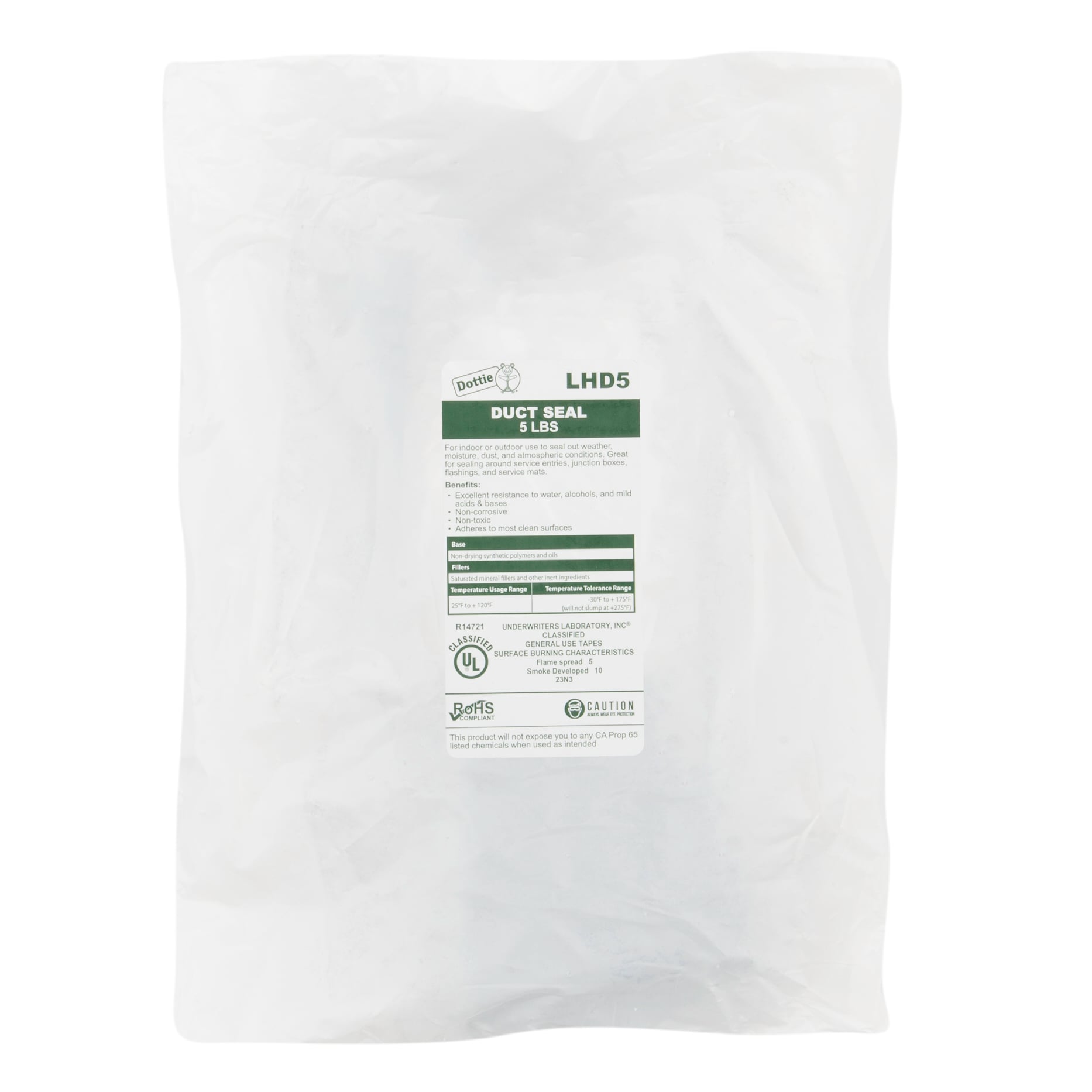 Duct Seal, 5 lb. Size, Plastic Bag