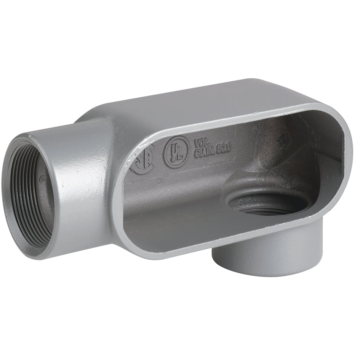 DURALOY 7 SERIES - IRON CONDUIT BODY - LL TYPE - HUB SIZE 1/2 INCH -VOLUME 4.0 CUBIC INCHES