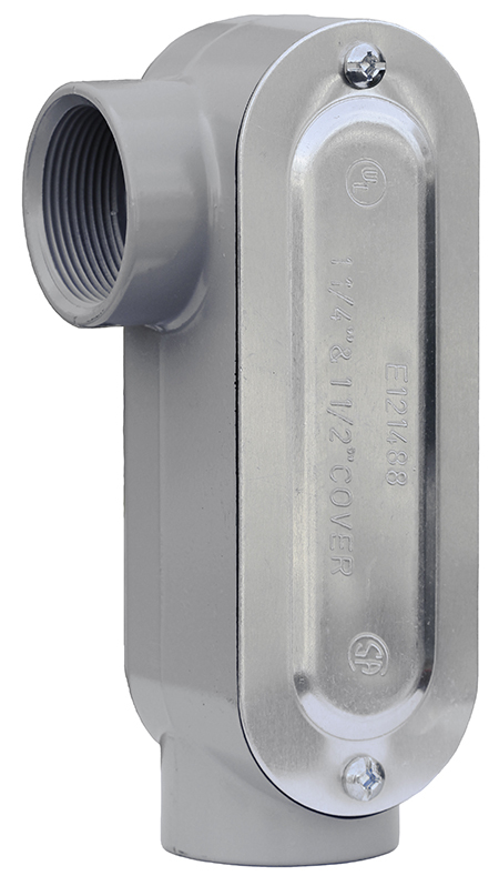 LR Style Conduit Body with Cover and Gasket, 1 in. hub size, Wall mounting, Die Cast Copper Free Aluminum material, Threaded connection, Neoprene gasket