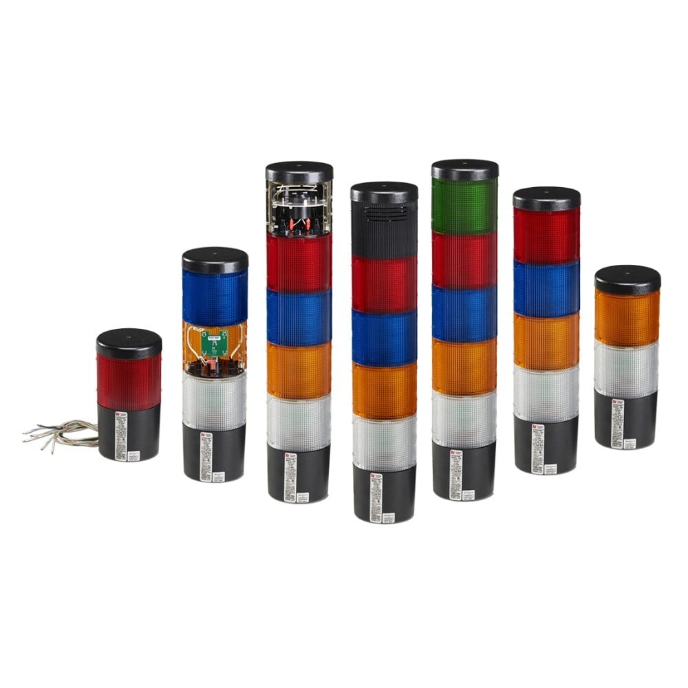 Litestak Status Indicator Light Module, LED, 24VDC, Amber - Available in 24VDC and 120VAC. 50,000 hour, vibration-resistant LED lamp. Surface mount and integrated 3/4-inch NPT pipe mount. Five lens colors: Amber, Blue, Clear, Green and Red. Indoor use only. Type 1 enclosure. UL and cUL Listed, CSA Certified.