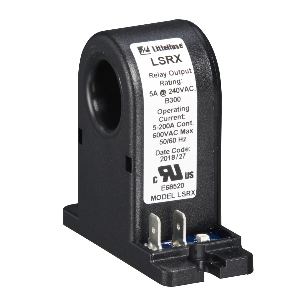 The LSRX is an AC current sensor designed to energize the output contact whenever 4.5 Amps or greater is present. The LSRX is used commonly as an AC current proof relay to indicate if a motor is operating. It can also be used to interlock fans, compressors and motors; to indicate equipment status such as feed rates, tool wear, loss of prime on pumps, mixer viscosity and all types of current sensing conditions or to stage pump motors, chillers, or other machinery. This device combines a current transformer (CT), transducer and high current output relay together to switch alarm circuits, contactors and most resistive or inductive loads. The LSRX can perform the function of an auxiliary contact, yet has the advantages of universal application and isolation.