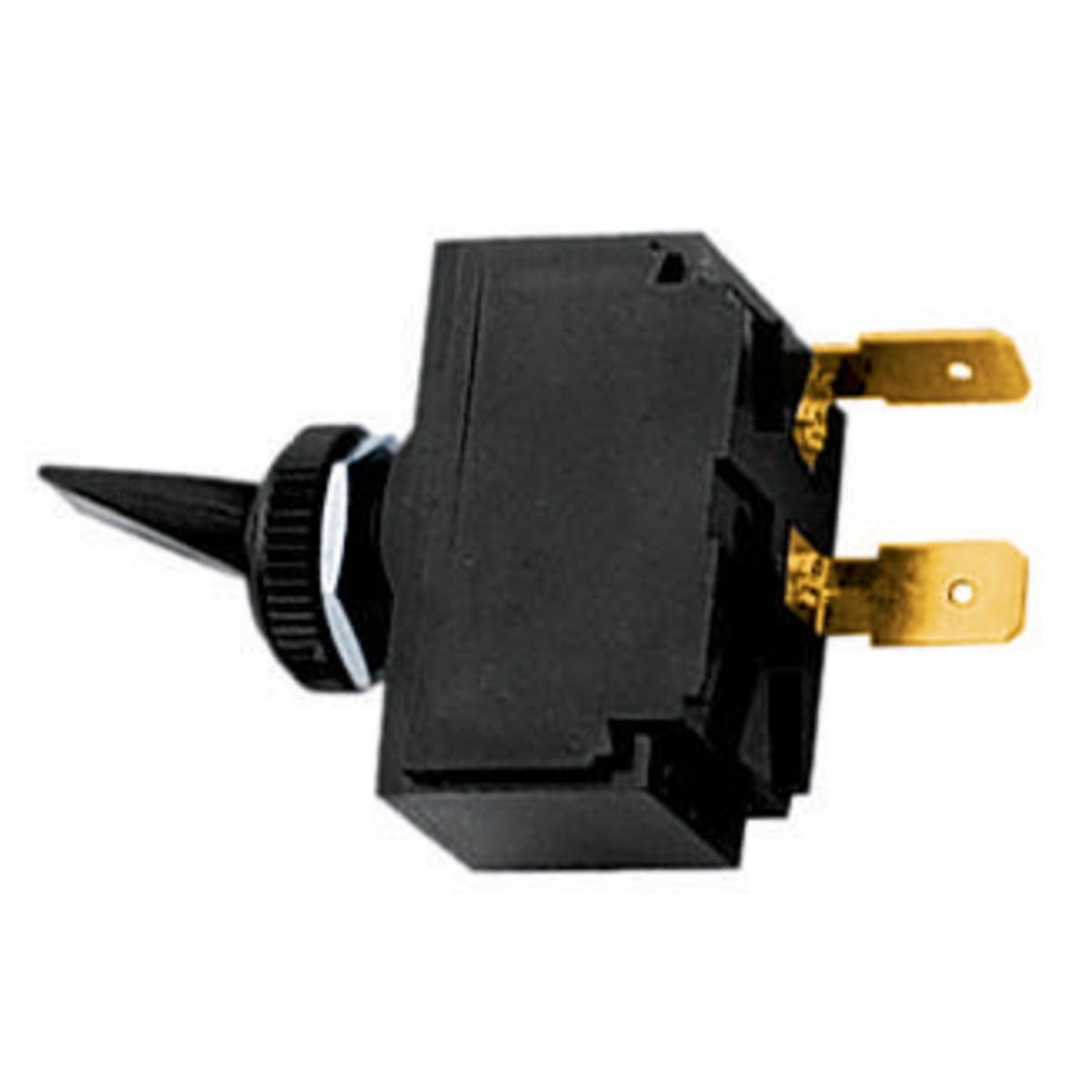 Switches and Lighting Controls, Marine Grade, Panel Mount and Specialty Switches, Bat Handle Switches, Single Pole Single Throw, Reduced, 12V DC, Spade Terminals, Black