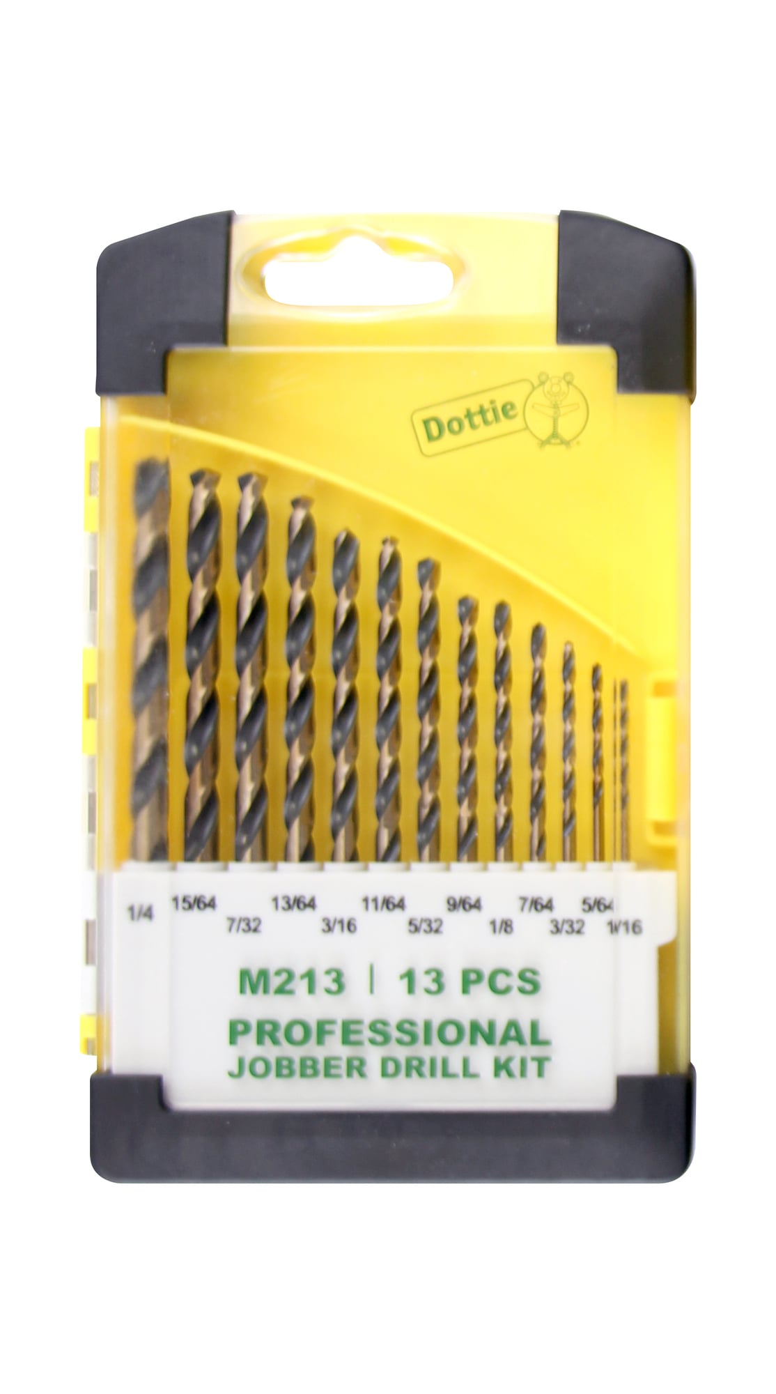Drill Kit, 13 pieces, 3/16 in. shank size, 1/16 to 1/4 in. drill bit size, M2 High Speed Steel material, Black/Gold finish