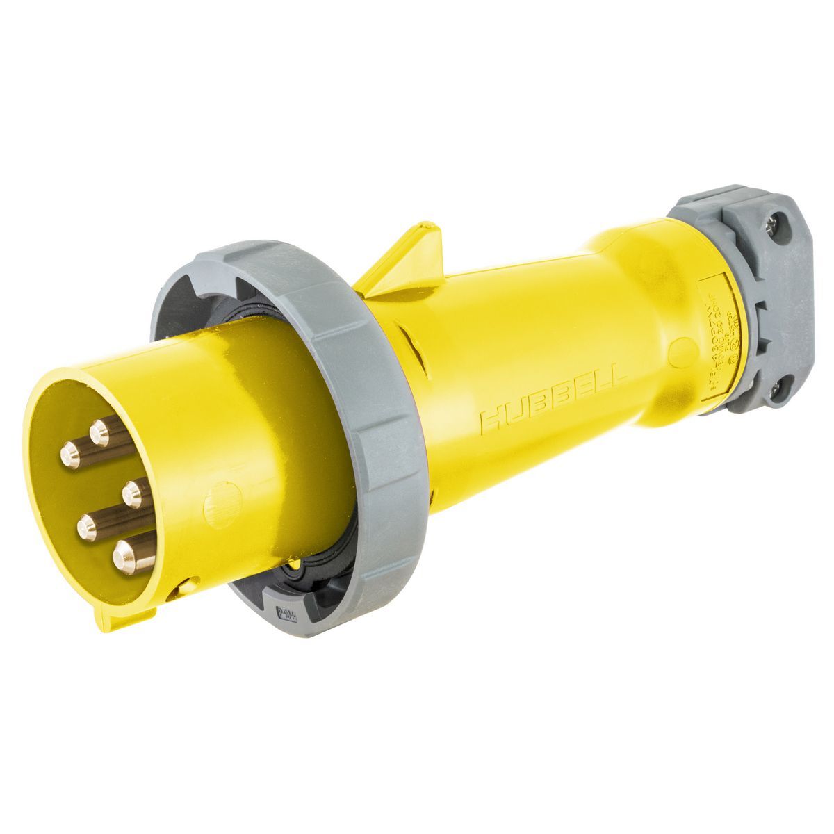 Heavy Duty Products, IEC Pin and Sleeve Devices, Marine Grade, Male, Plug, 100A 3-Phase Wye 120/208V AC, 4-Pole 5-Wire Grounding, Terminal Screws, Yellow