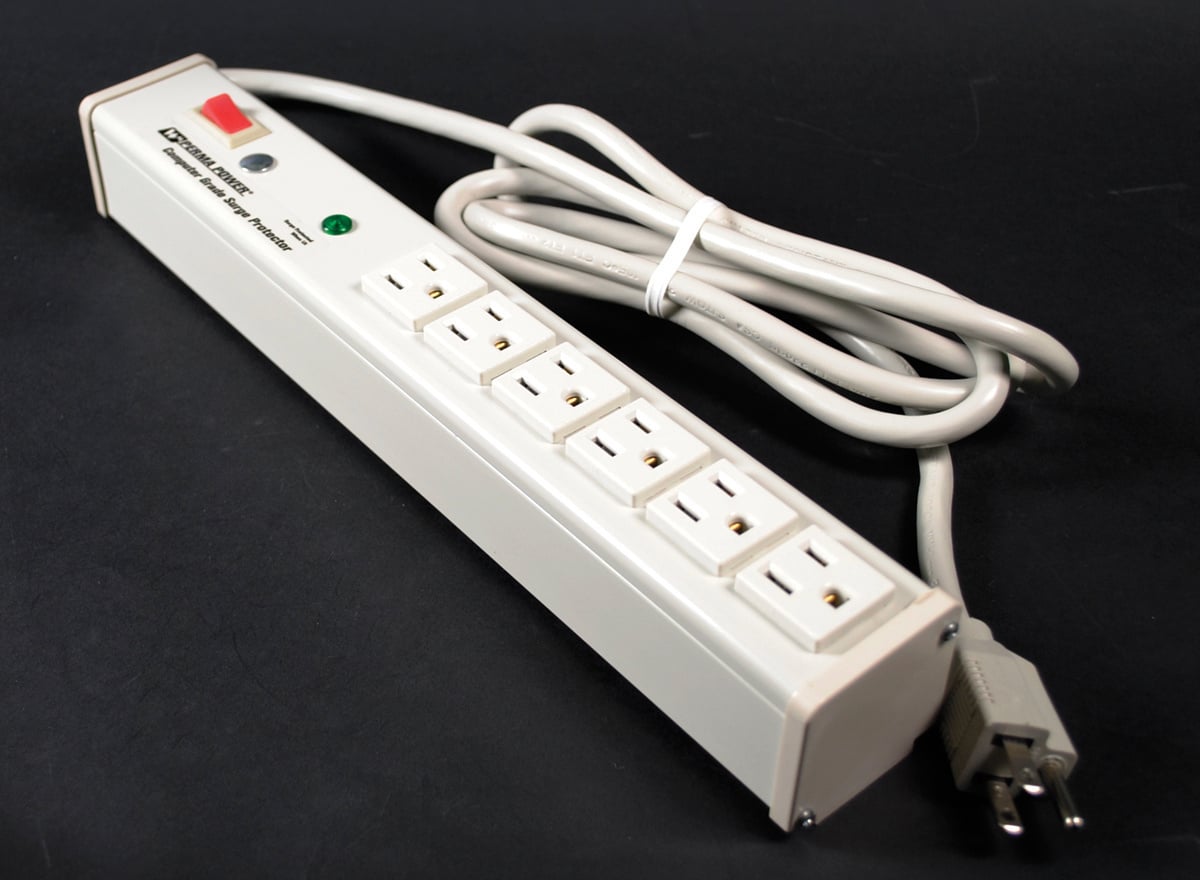 Surge Suppress Plug-In Outlet; 6 Outlets, 6 ft Cord, 15 Amp, 120 Volt, Putty White
