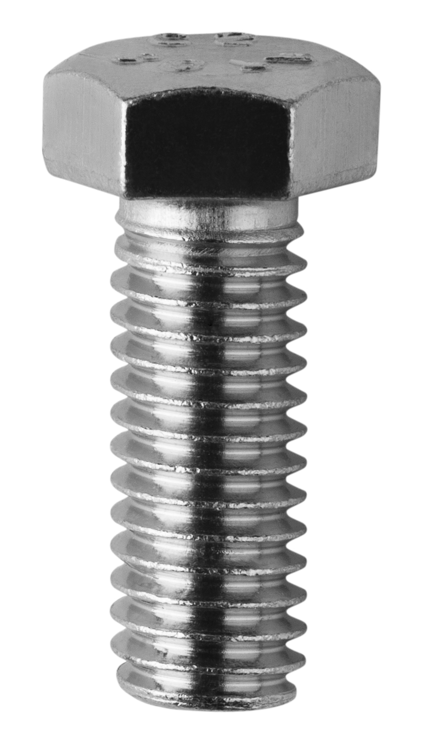 Hex Head Tap Bolt, Low Carbon Steel material, Zinc Plated Finish, 2 grade, 4 in. length, 3/8 in. diameter, Full thread, 9/16 in. head size