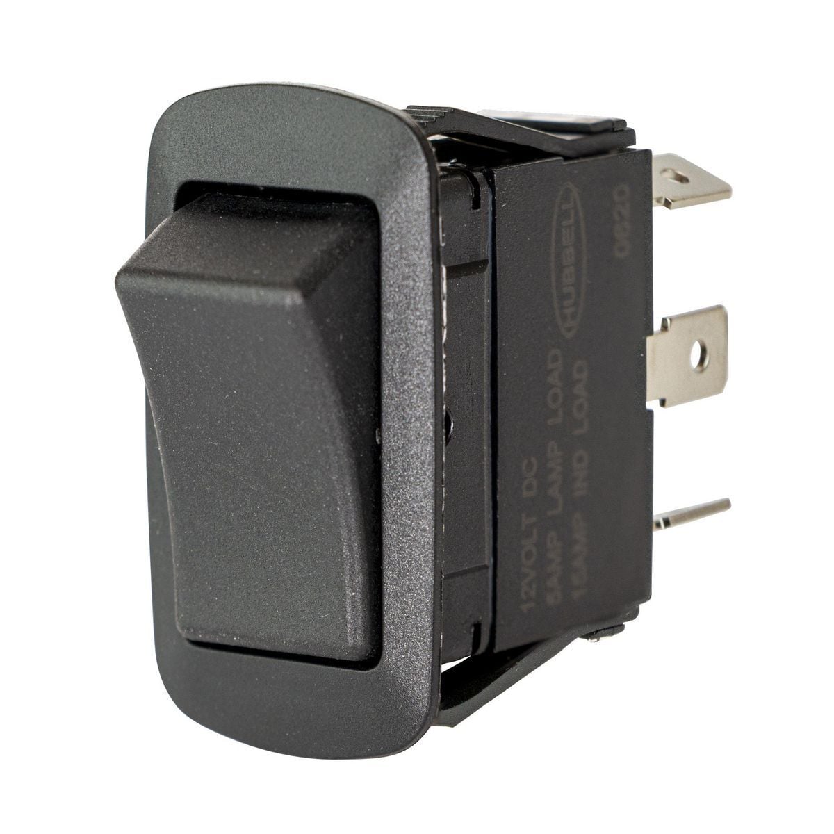 Marine Grade Panel Mount Rocker Switch, Double-Pole Double-Throw Center Off, 12V DC, Spade Terminals