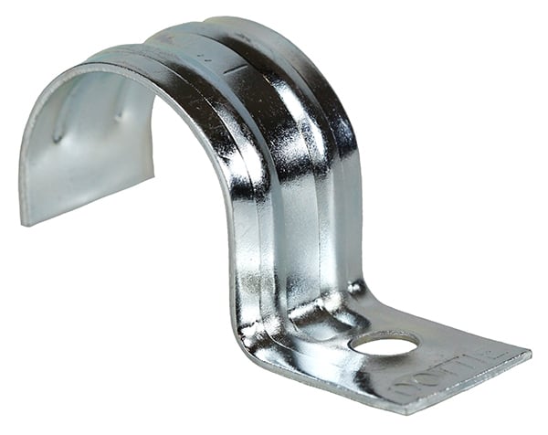 One Hole Strap, Steel material, Zinc Plated Finish, Surface mounting, 14 GA thickness, 1 in. strap size, EMT