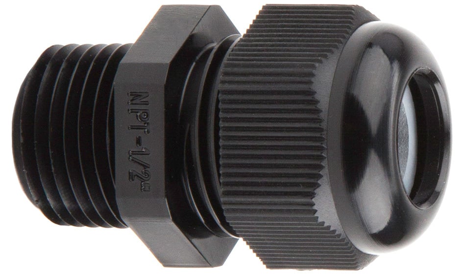 Nylon Strain Relief Connector, 1/2 in. Size, 0.394 to 0.551 in. conductor range