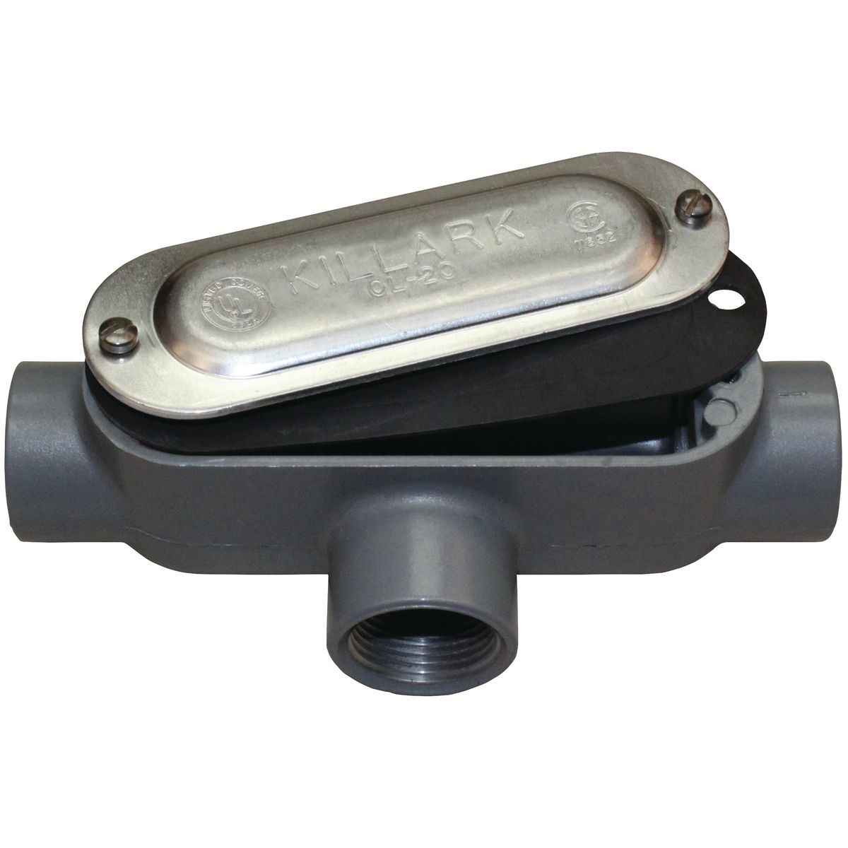 O SERIES/DURALOY 5 SERIES - ALUMINUM CONDUIT BODY WITH COVER AND GASKET- T TYPE - HUB SIZE 3/4 INCH - VOLUME 7.0 CUBIC INCHES