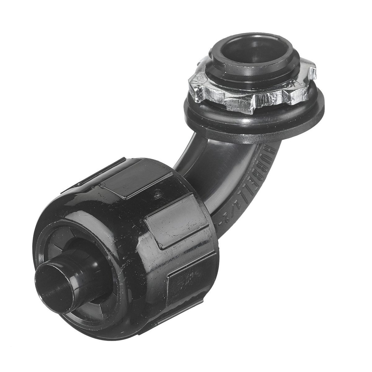 Kellems Wire Management, Liquidtight System, PolyTuff Non-Metallic Liquidtight Fittings, 90 Degree Male Liquid-Tight Connector, 3/8", Black