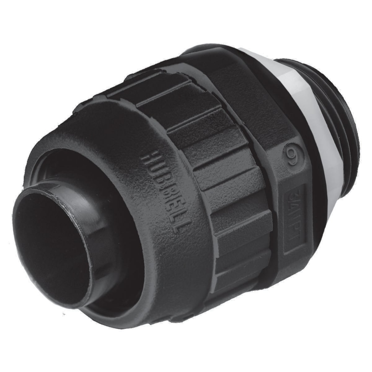 Kellems Wire Management, Liquidtight System, PolyTuff Straight Male Liquid Tight Connector, 3/8" , Non-Metallic, Black