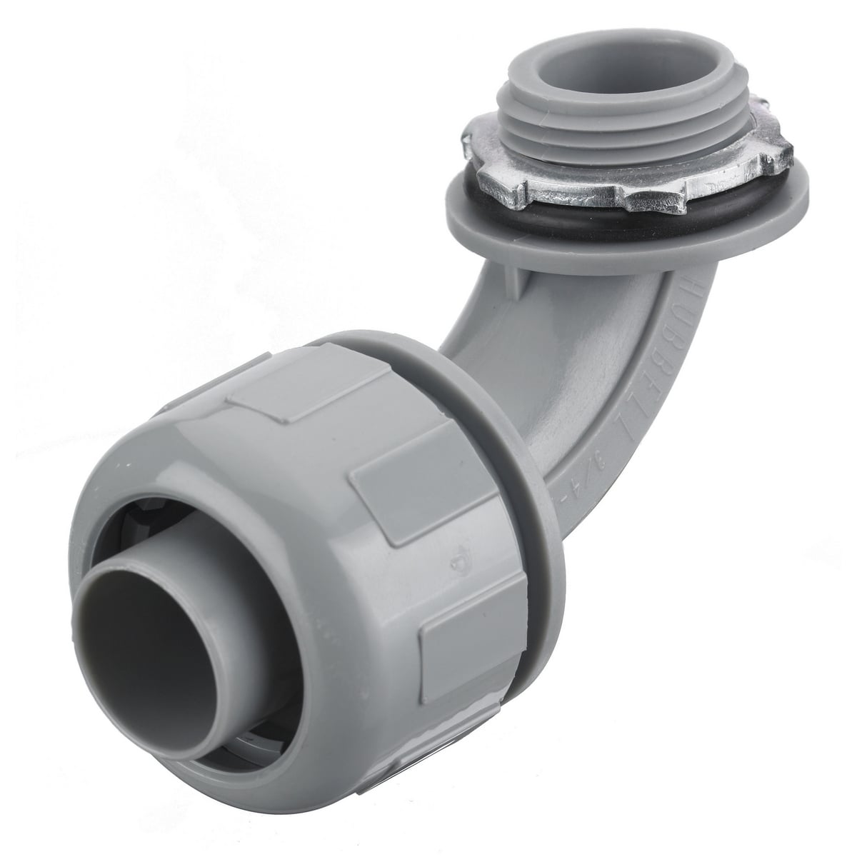 Kellems Wire Management, Liquidtight System, PolyTuff Non-Metallic Liquidtight Fittings, 90 Degree Male Liquid-Tight Connector, 1/2", Gray