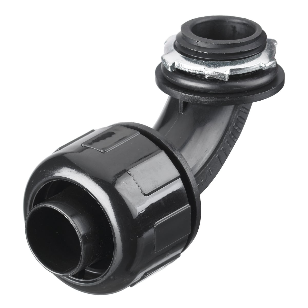Hubbell Wiring Device Kellems, Kellems Wire Management, LiquidtightSystem, 90 Degree Male Liquid-Tight Connector, 3/4", Non-Metallic, Black