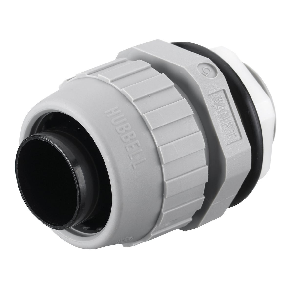 Kellems Wire Management, Liquidtight System, PolyTuff Straight Male, Liquid Tight Connector, 3/4", Non-Metallic, Gray