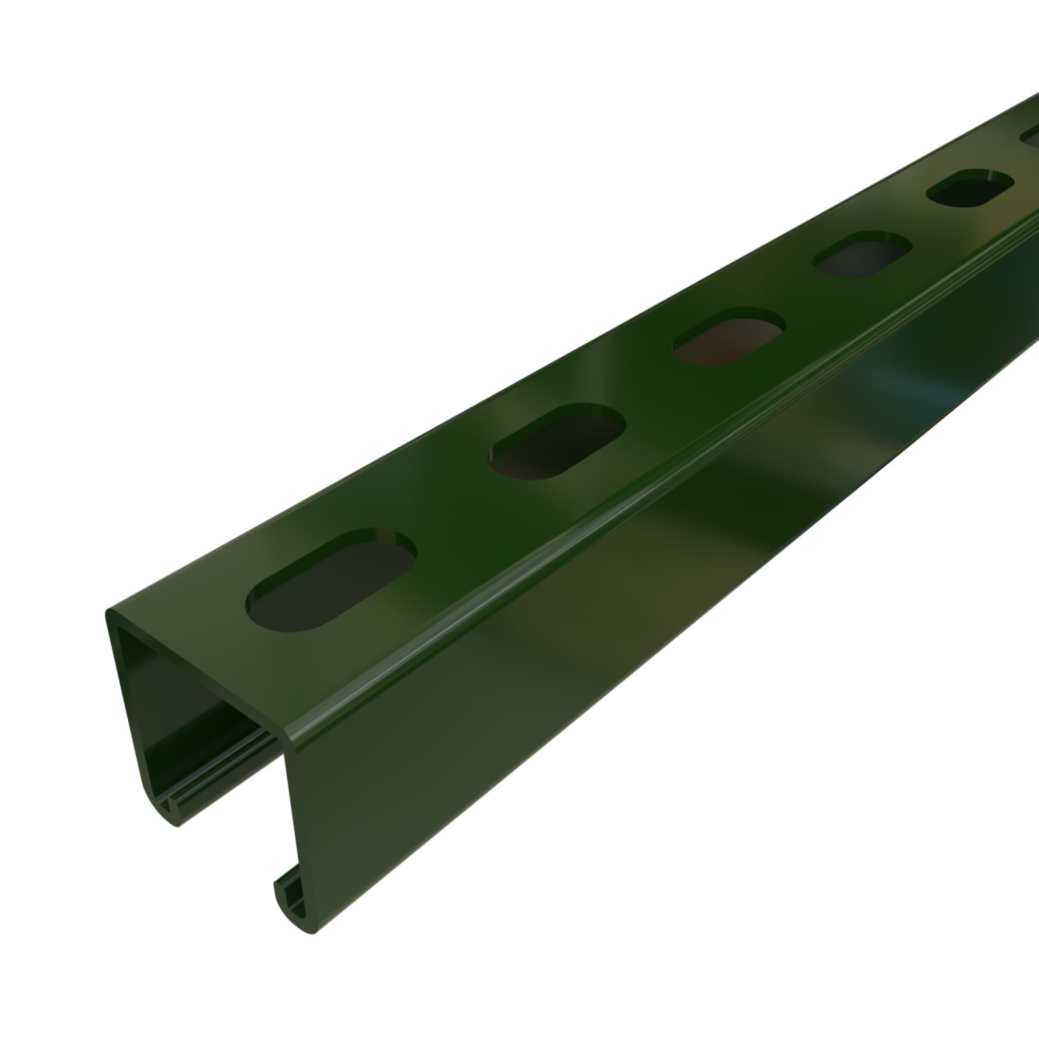 P1000T-20GR Deep Slotted Strut Channel, 20 ft x 1-5/8 inch x 1-5/8 inch, Green Steel, 12 Gauge