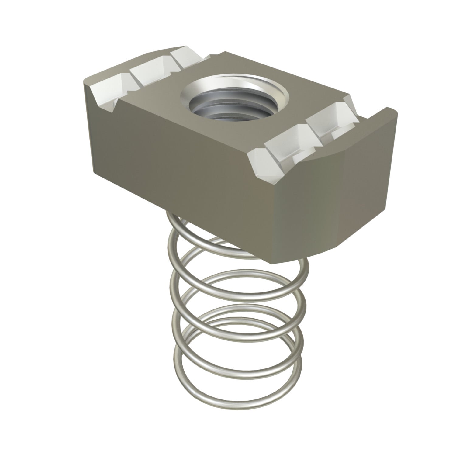 UNISTRUT CHANNEL NUT, 3/8"-16, 3/4"x 1-5/8"x 1-23/64", WITH STD SPRING, SS