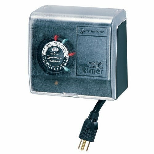 The TWO ON/OFF SETTINGS - LARGE PLASTIC ENCL These portable outdoor timers are specially designed to control the filter pump of a portable pool or spa, but they can also be used to turn ON and OFF outdoor decorations, engine block heaters and other appliances, indoors or outdoors.