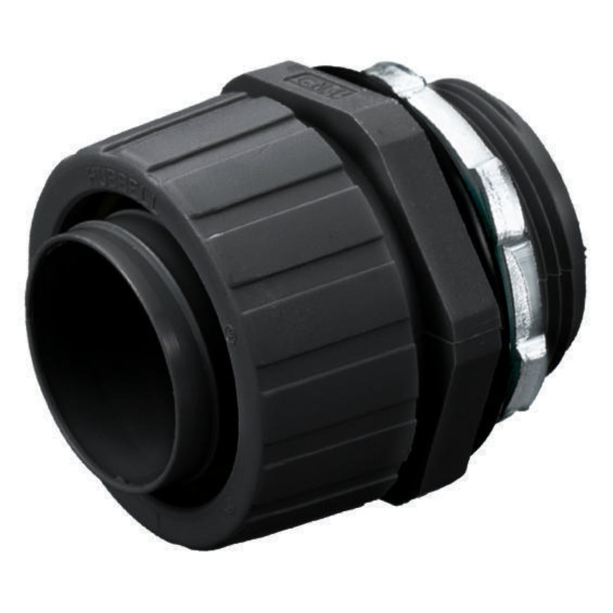 Kellems Wire Management, Liquidtight System, PolyTuff Straight Male Liquid Tight Connector, 1 1/4", Non-Metallic, Black