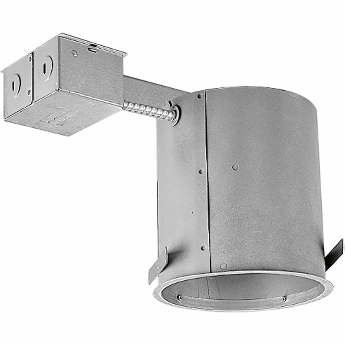 For use in existing ceilings. Integral flange and exclusive locking bars permit quick mounting in 1/2 in to 1-1/2 in thick ceilings. UL &amp; CUL listed for damp locations. IC/Non-IC peel away label for trims. When used with P8593-01 gasket kit, this housing is certified to meet ASTM E283 air tight requirements when installed properly per instructions.
