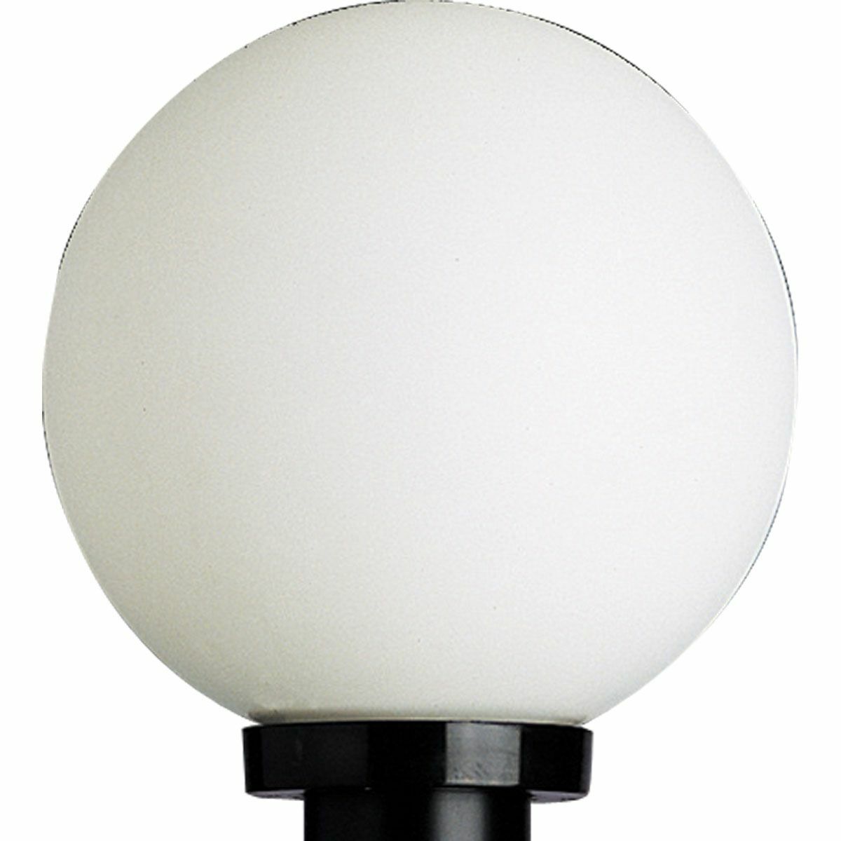 Complete post lantern featuring a white shatter-resistant 10 inch acrylic twist-lock globe with a black fitter.