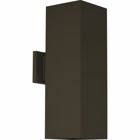6 in outdoor two-light up/down square with heavy duty aluminum construction and die cast wall bracket. Powder coated finish. Antique Bronze finish. Wet location listed when used with P860047 top cover lens (sold separately).