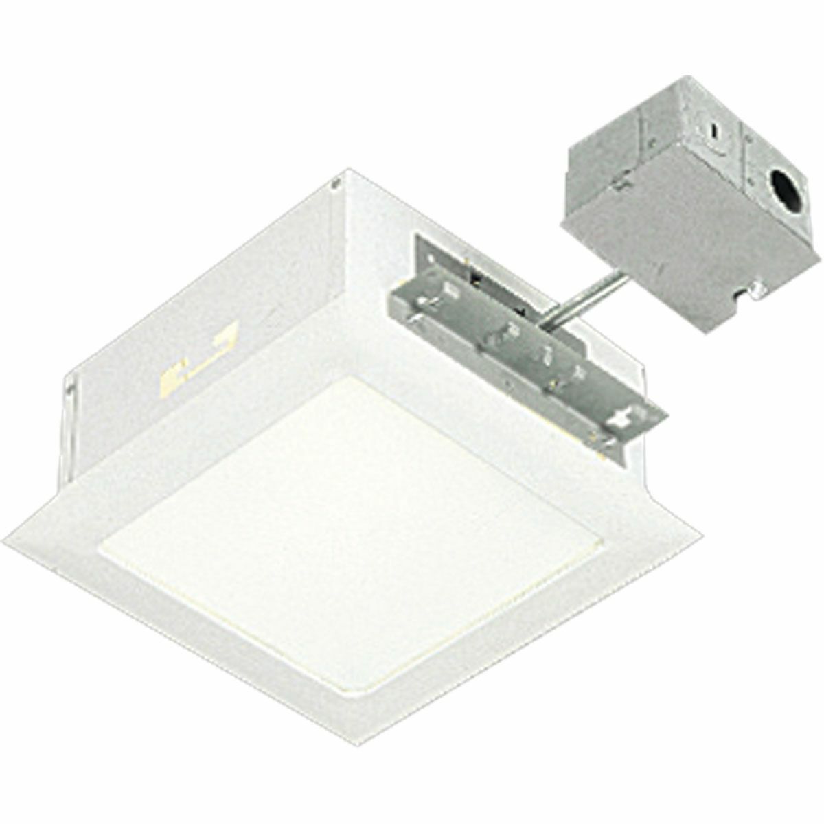 Prewired complete with housings and trim. Flat white glass. Torsion springs for easy relamping. UL listed for damp locations. Therma-Gard automatic resetting thermal protection. Ceiling opening 8-1/8 in.