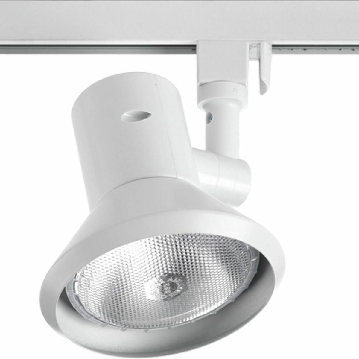 Alpha Trak Shallow profile white non-metallic track head. Constructed with a molded fitter with aluminum reflector. Fits Progress Lighting Alpha Trak.
