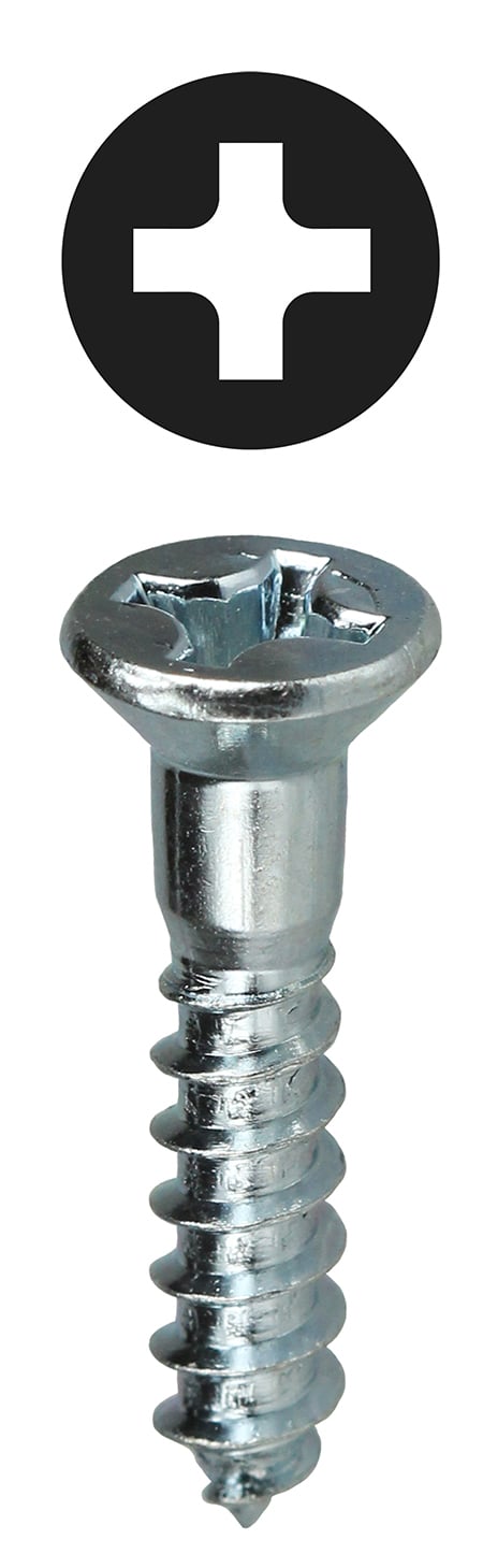 Flat Head Wood Screw, Steel material, #8 x 3/4 in. Size, Zinc Plated Finish, Phillips drive type