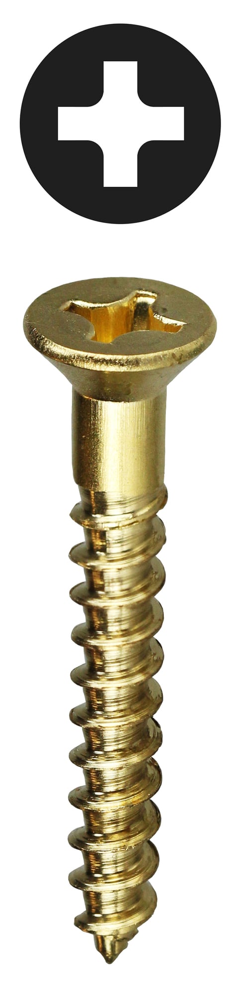 Flat Head Wood Screw, Brass material, #12 x 3 in. Size, Zinc Plated Finish, Phillips drive type