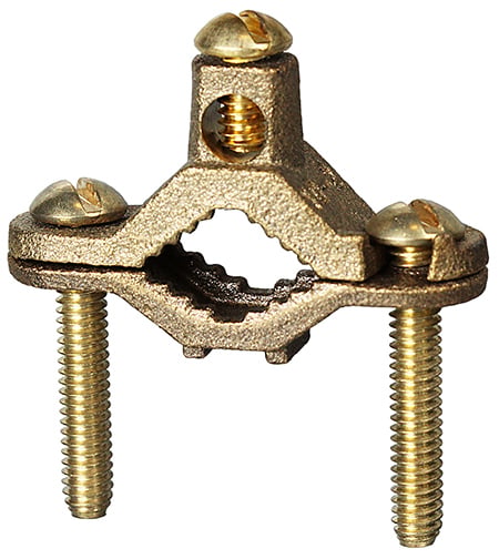 Bare Ground Clamp, 10 SOL to 2 STR conductor size, Bronze material, 1/2 to 1 in. pipe size, Lay-in